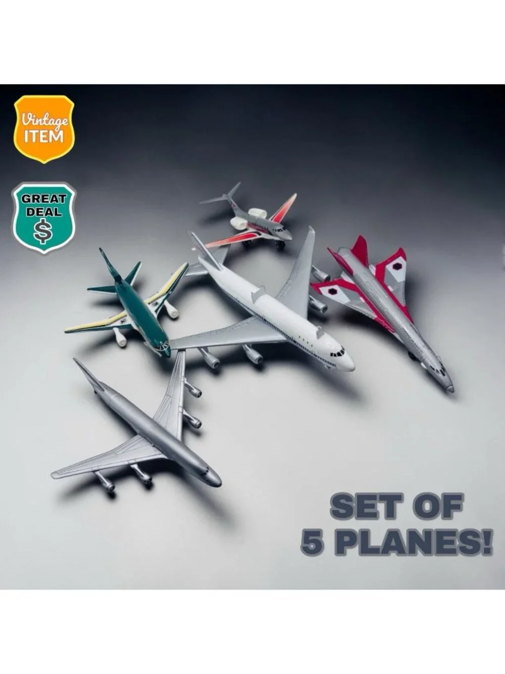 Vintage Lot of Diecast Commercial Aircraft. Set of 5! 3 Planes are Matchbox!